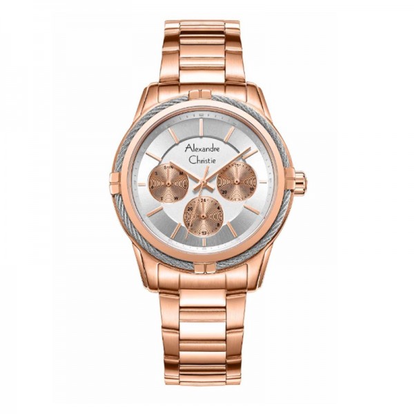 Alexandre Christie AC 2843 Rosegold Full White Dial BFBRGSLRG